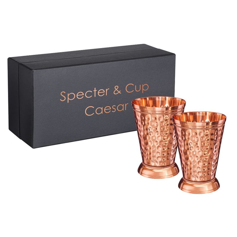 Kupferbecher-Set Caesar – 2x Cocktailbecher (gehämmert, römisch-geprägter Stil, 300 ml)