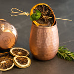 Layla Copper Cup Set - 4x cocktail cups (hammered, 470 ml) + 6-piece accessory set