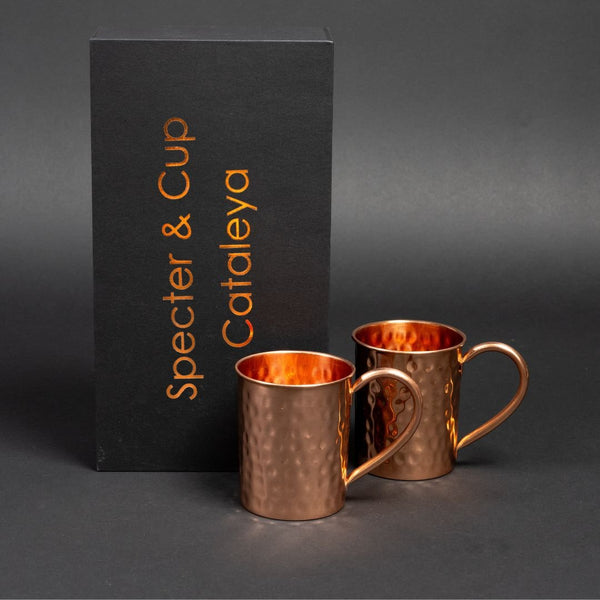 Kupferbecher - Set Cataleya – 2x Cocktailbecher (gehämmert, 400 ml) - Specter & Cup