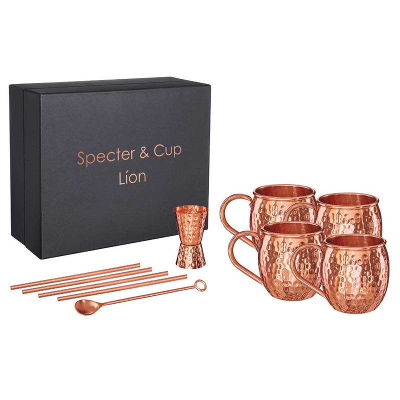 Líon - Moscow Mule copper cup set 500ml - (set of 4) + accessories