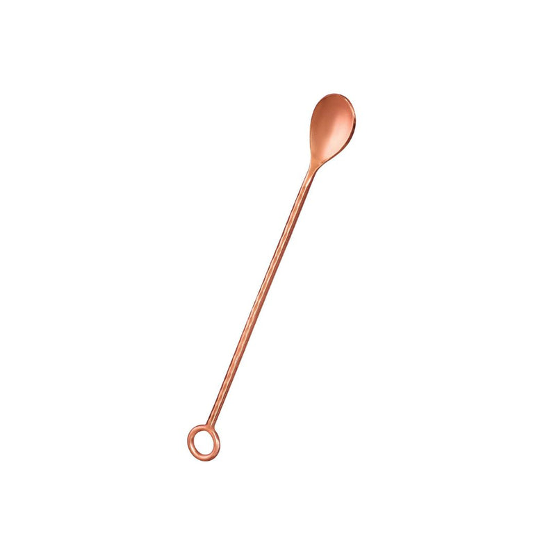 Metal bar spoon in shimmering reddish copper color, handmade