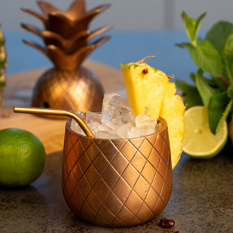 Hawai - Ananas - Cocktail Becher 300ml (3er-Set) mit Strohhalm